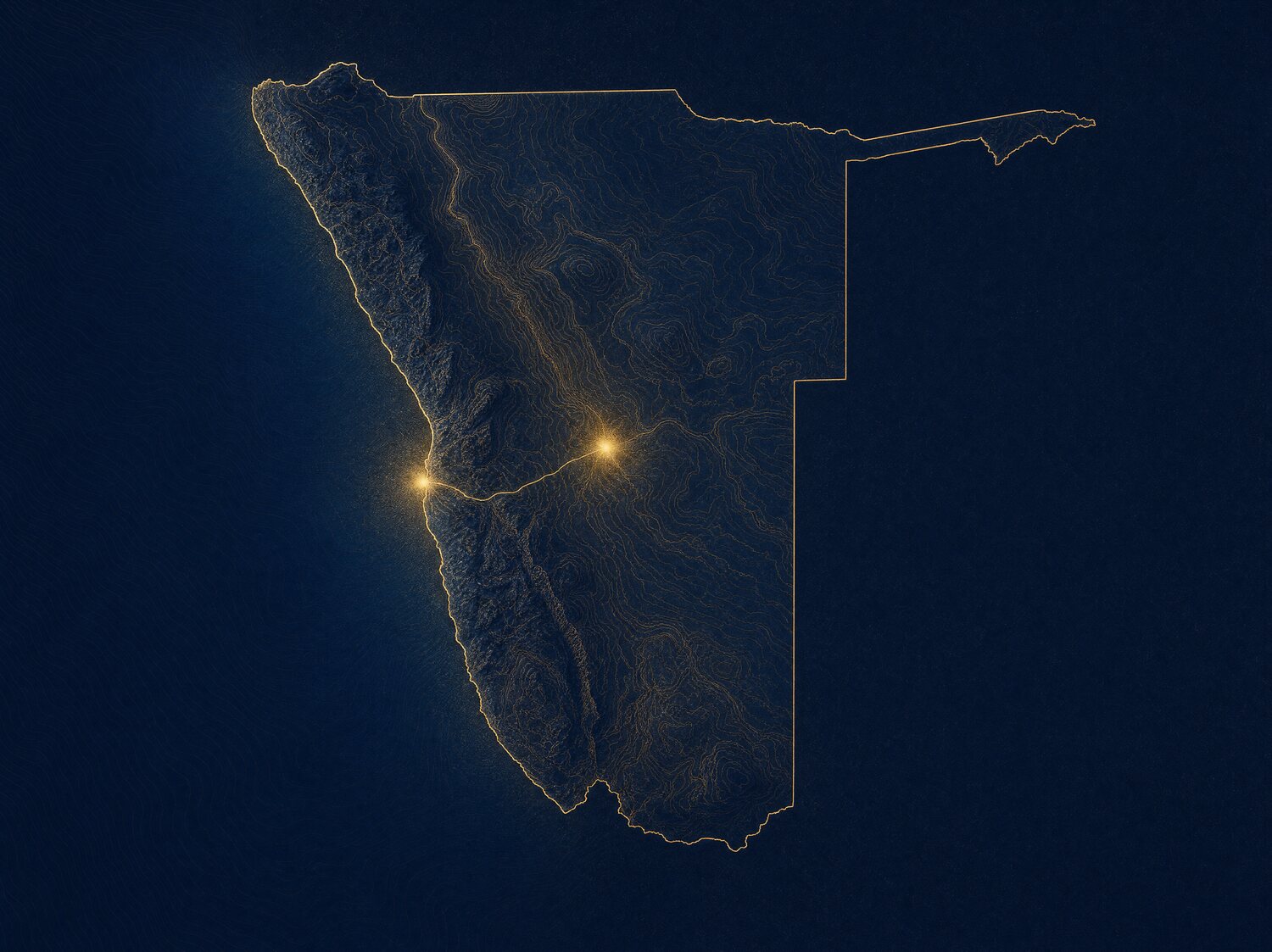 Map of Namibia showing indicative VOA project locations